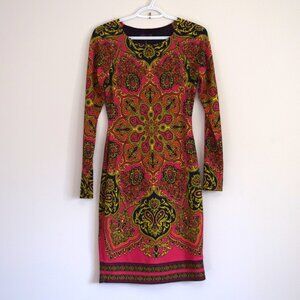 Boho Patterned Hale Bob Long Sleeve Bodycon Dress